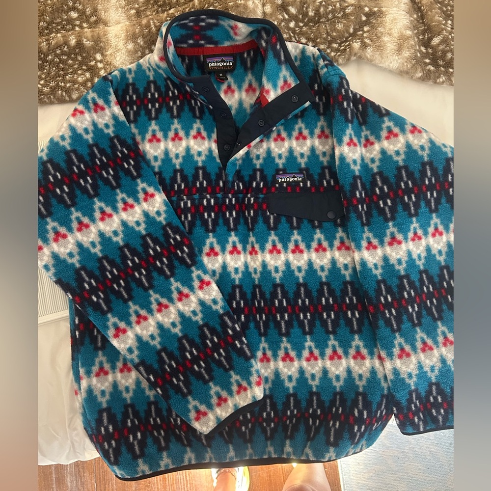 Patagonia Teal Patterned Pullover